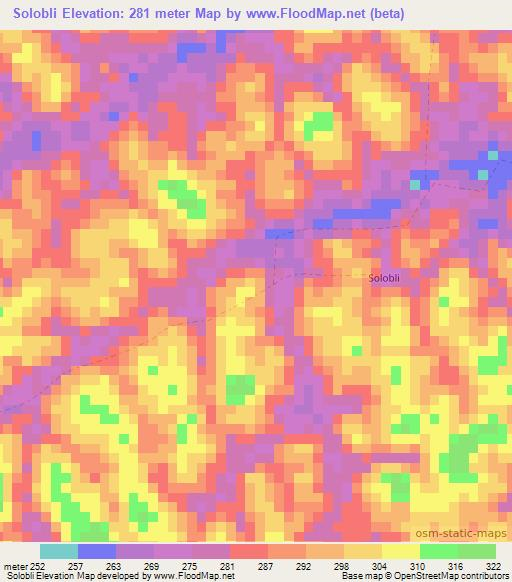 Solobli,Liberia Elevation Map