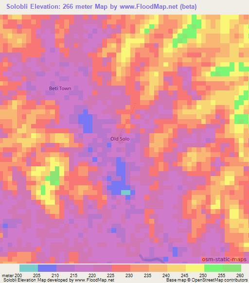 Solobli,Liberia Elevation Map