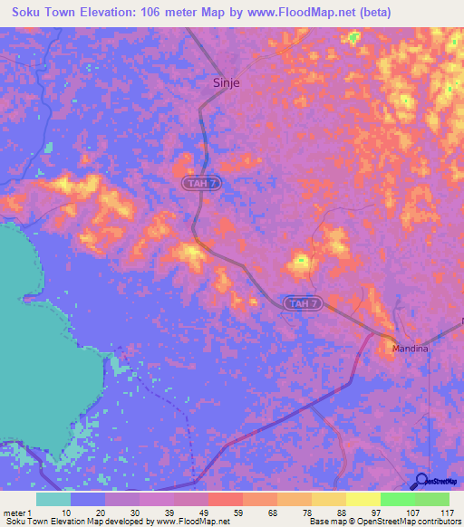 Soku Town,Liberia Elevation Map