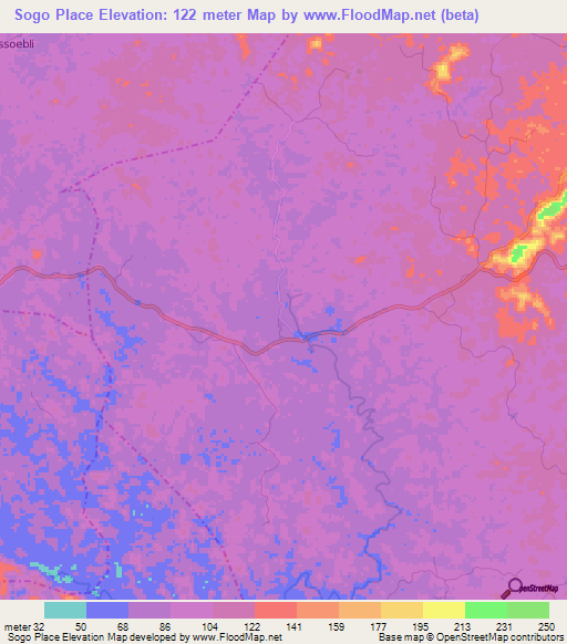 Sogo Place,Liberia Elevation Map