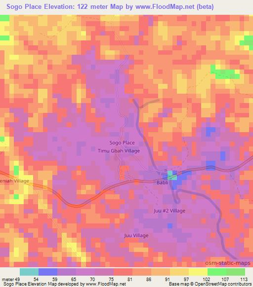 Sogo Place,Liberia Elevation Map