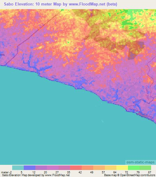 Sabo,Liberia Elevation Map