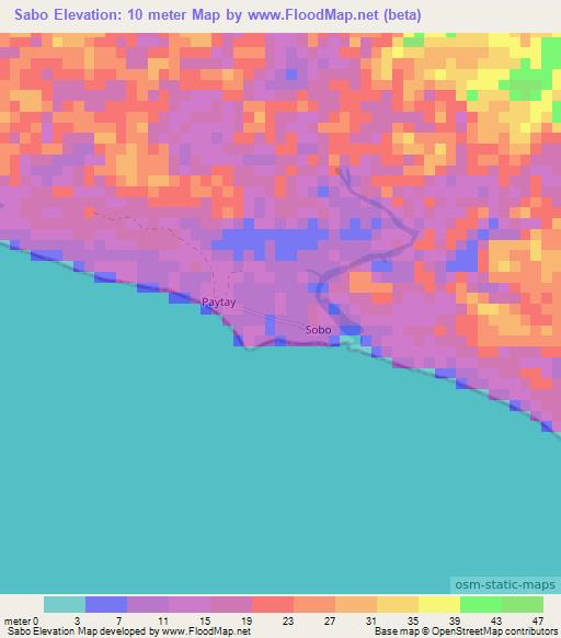 Sabo,Liberia Elevation Map