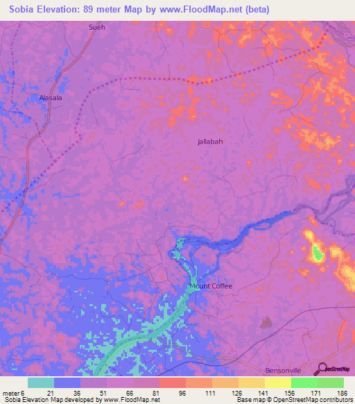 Sobia,Liberia Elevation Map