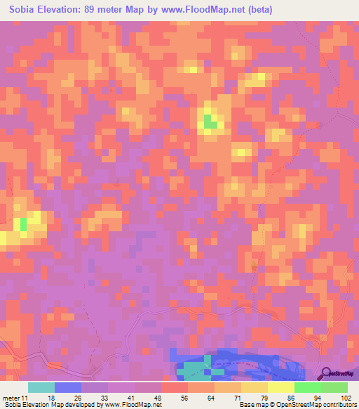 Sobia,Liberia Elevation Map