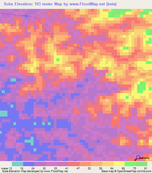 Sobe,Liberia Elevation Map
