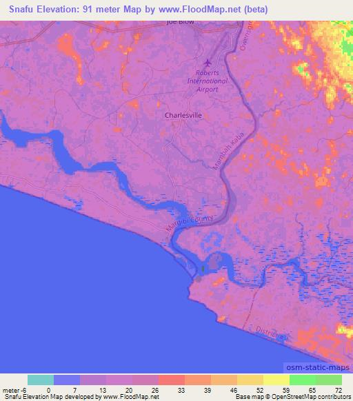 Snafu,Liberia Elevation Map