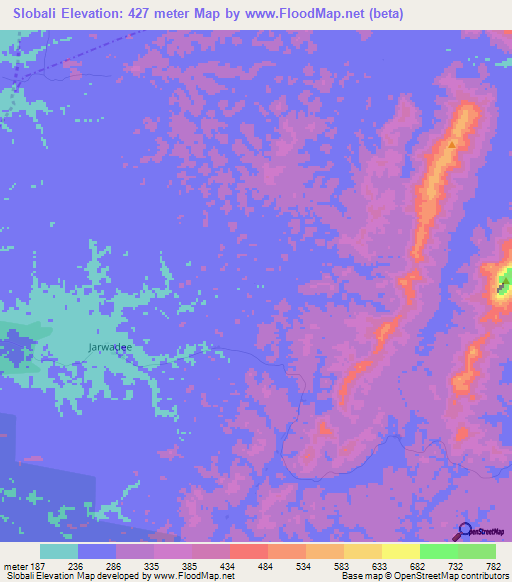 Slobali,Liberia Elevation Map