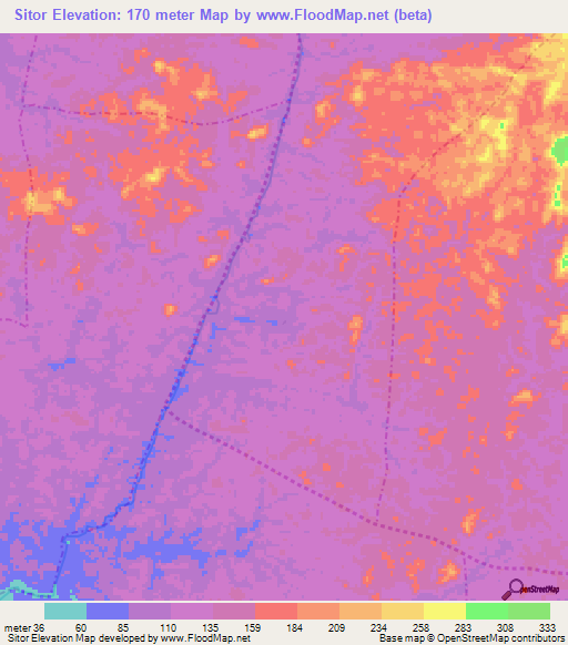 Sitor,Liberia Elevation Map
