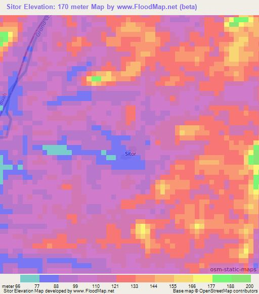 Sitor,Liberia Elevation Map