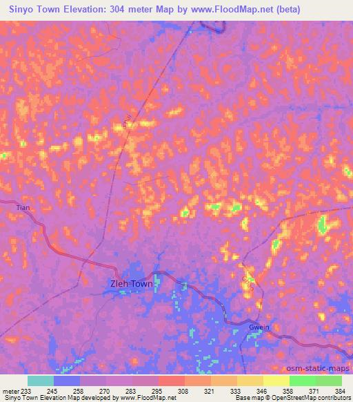 Sinyo Town,Liberia Elevation Map