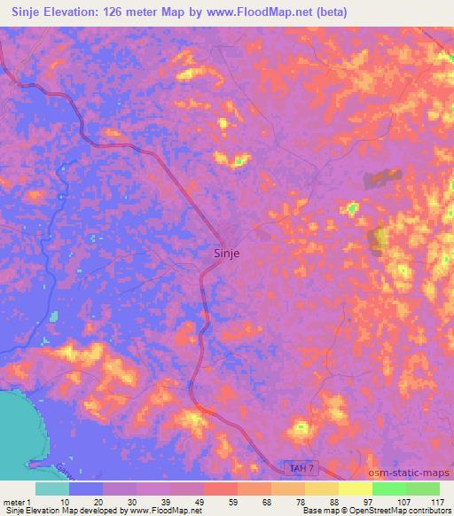 Sinje,Liberia Elevation Map