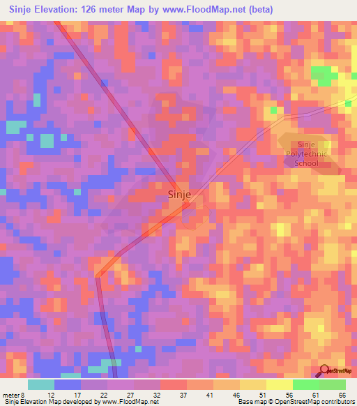 Sinje,Liberia Elevation Map