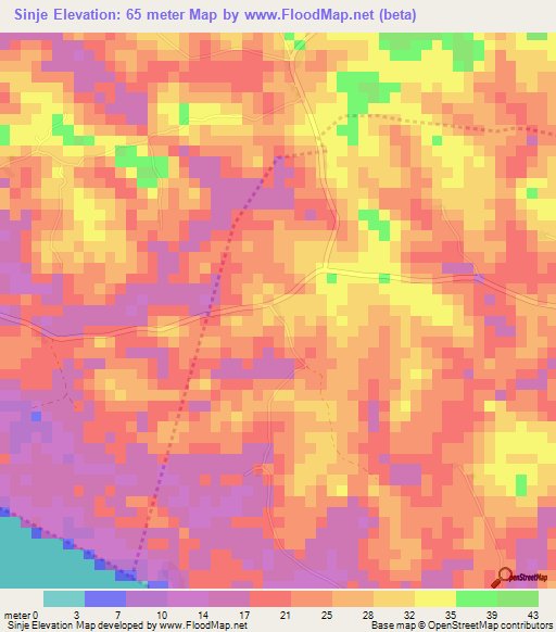 Sinje,Liberia Elevation Map