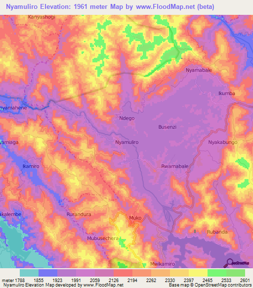 Nyamuliro,Uganda Elevation Map