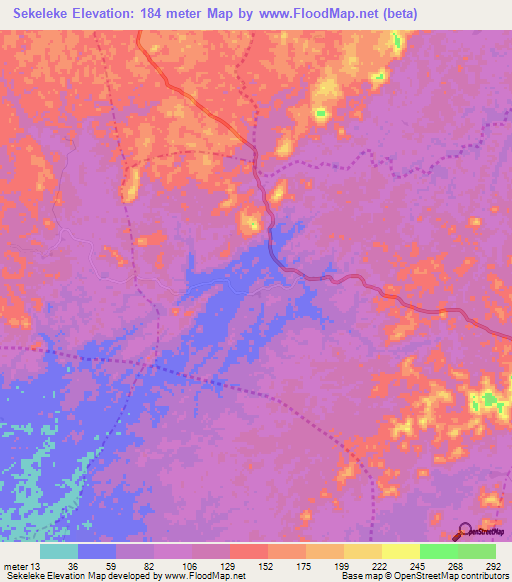 Sekeleke,Liberia Elevation Map