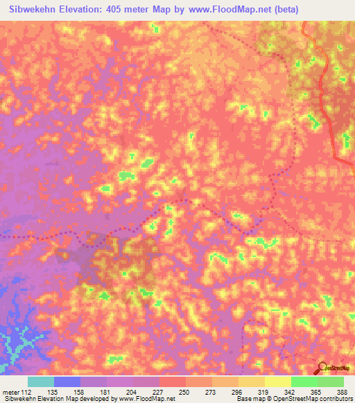 Sibwekehn,Liberia Elevation Map