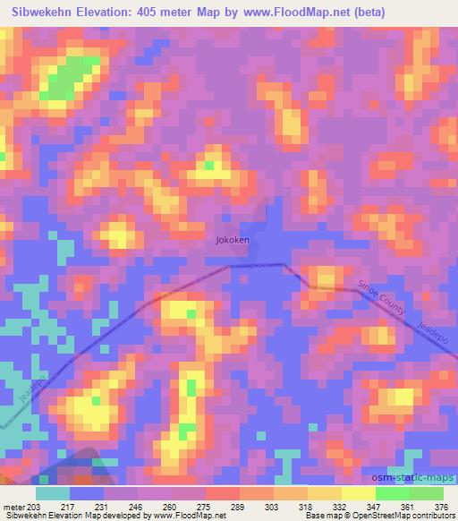Sibwekehn,Liberia Elevation Map