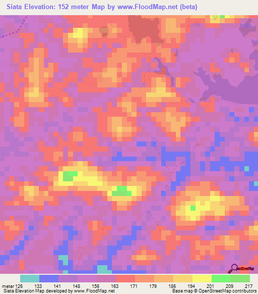 Siata,Liberia Elevation Map