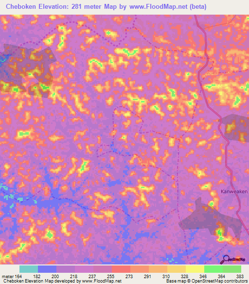 Cheboken,Liberia Elevation Map