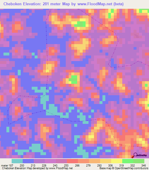 Cheboken,Liberia Elevation Map