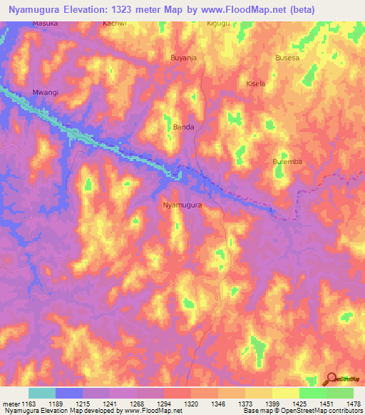 Nyamugura,Uganda Elevation Map