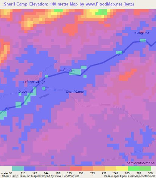 Sherif Camp,Liberia Elevation Map