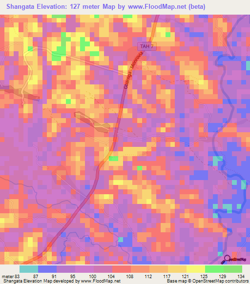 Shangata,Liberia Elevation Map