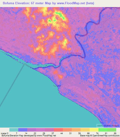 Bofuma,Liberia Elevation Map