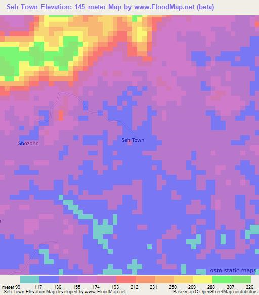 Seh Town,Liberia Elevation Map