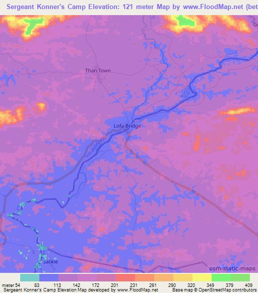 Sergeant Konner's Camp,Liberia Elevation Map