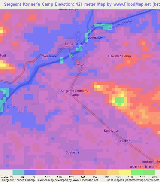 Sergeant Konner's Camp,Liberia Elevation Map