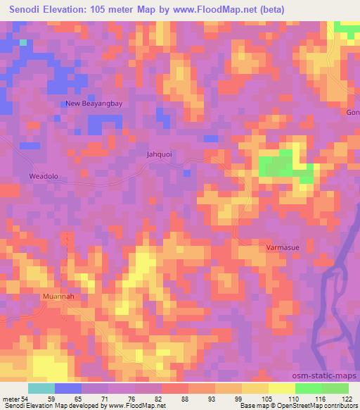 Senodi,Liberia Elevation Map