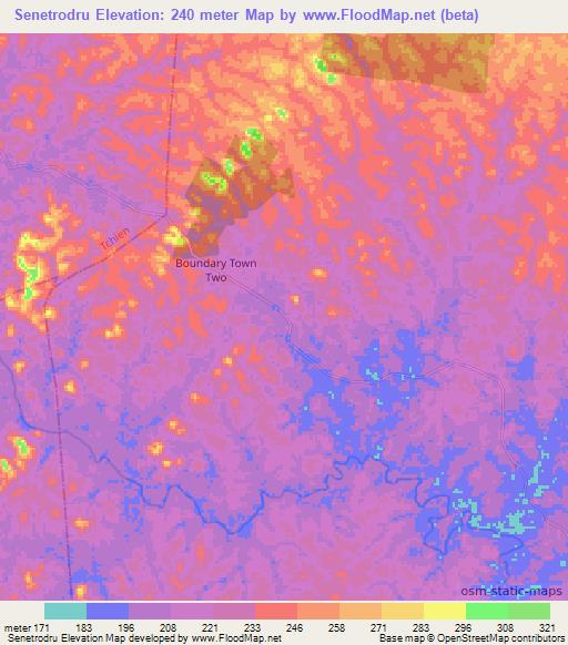 Senetrodru,Liberia Elevation Map