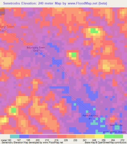 Senetrodru,Liberia Elevation Map