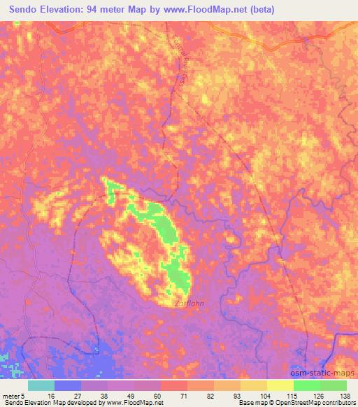 Sendo,Liberia Elevation Map