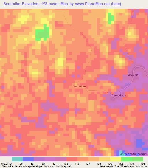 Seminike,Liberia Elevation Map