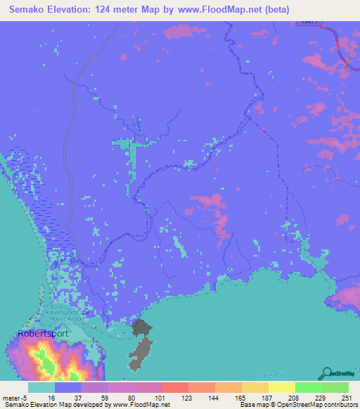 Semako,Liberia Elevation Map