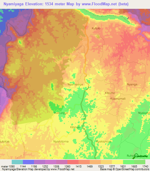 Nyamiyaga,Uganda Elevation Map