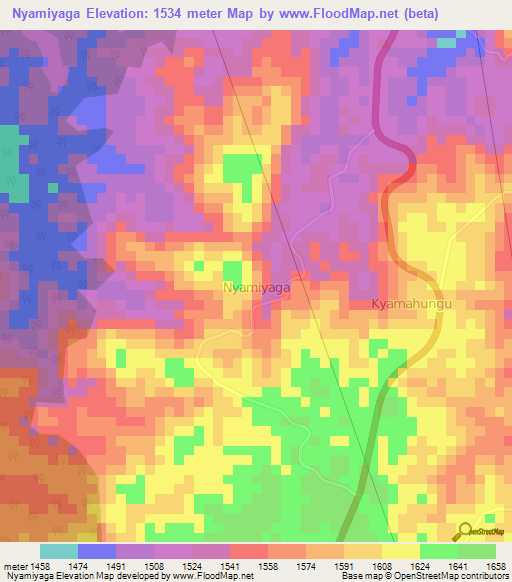 Nyamiyaga,Uganda Elevation Map