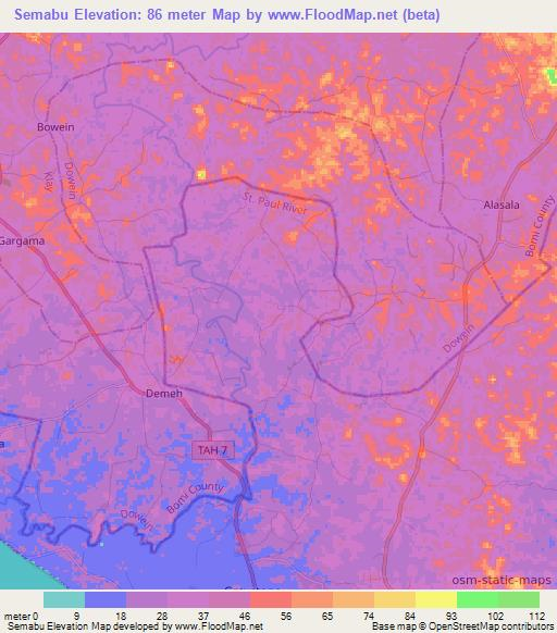 Semabu,Liberia Elevation Map