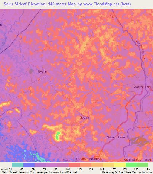 Seku Sirleaf,Liberia Elevation Map