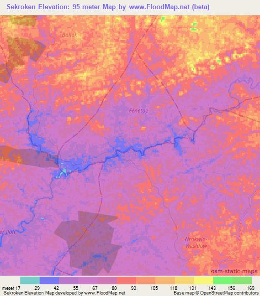 Sekroken,Liberia Elevation Map