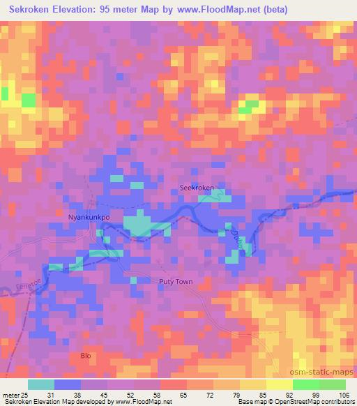 Sekroken,Liberia Elevation Map