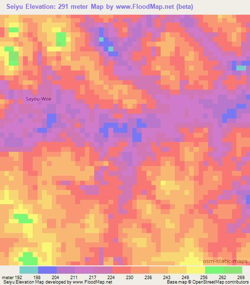 Seiyu,Liberia Elevation Map