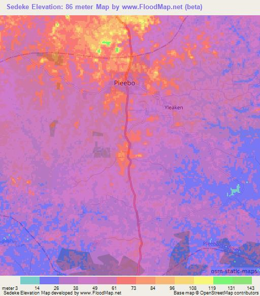 Sedeke,Liberia Elevation Map