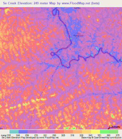 Se Creek,Liberia Elevation Map