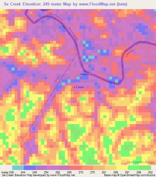 Se Creek,Liberia Elevation Map