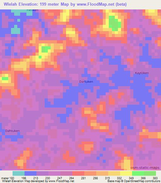 Wlelah,Liberia Elevation Map