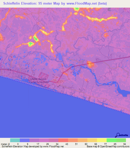 Schieffelin,Liberia Elevation Map